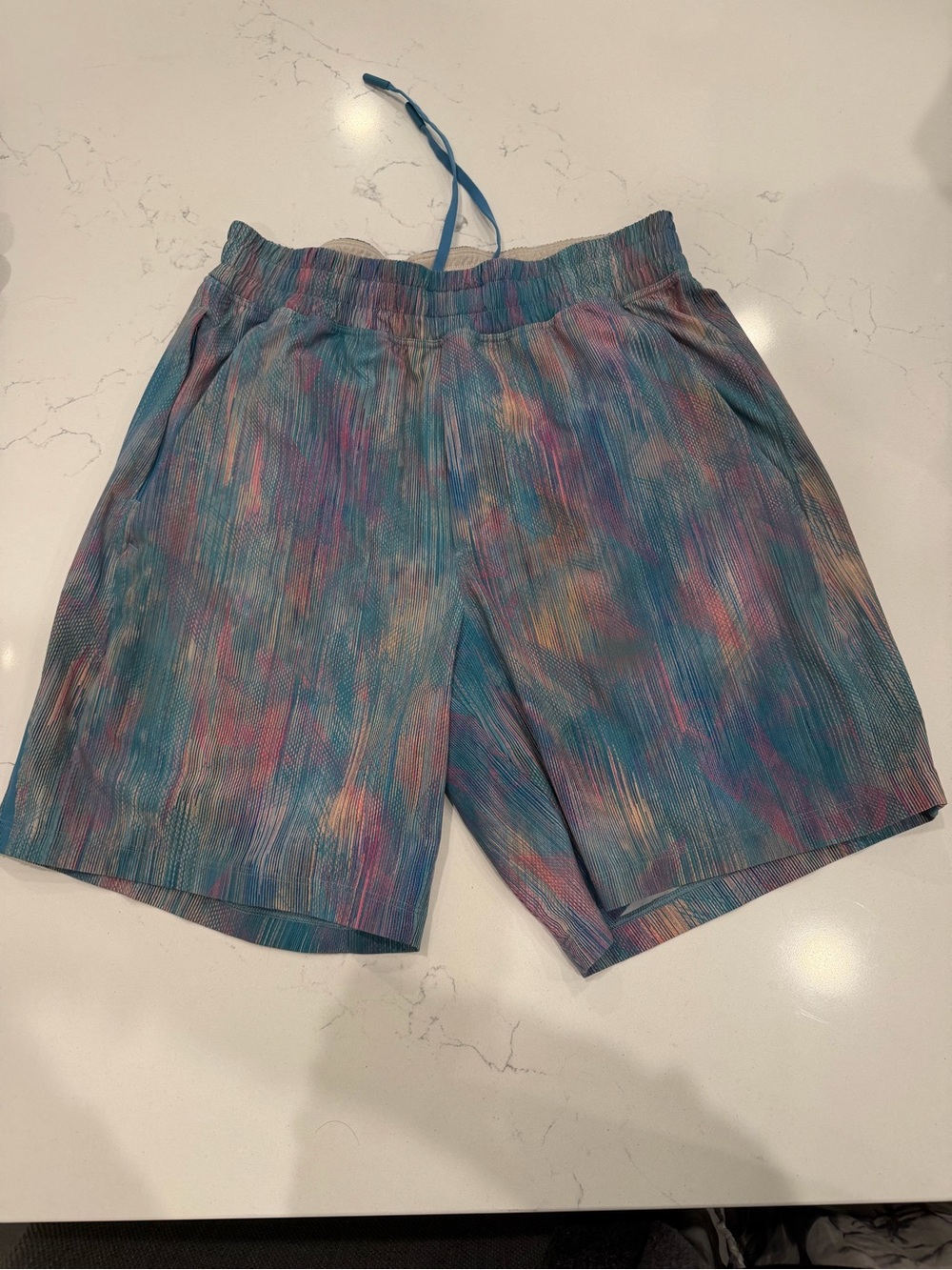 lululemon athletica Men's Multicolor Athletic Shorts - Teal/Pink Accent